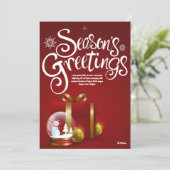 Groeten van het seizoen | Kerstversiering op rood Kaart (Staand voorkant)