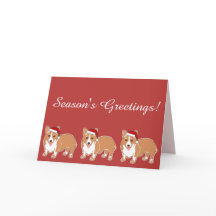 Groeten van het seizoen Merry Corgi Dogs Wenskaart