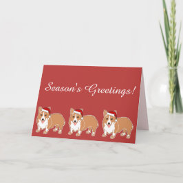 Groeten van het seizoen Merry Corgi Dogs Wenskaart Feestdagen Kaart