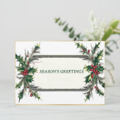 Groeten van het seizoen met rode en groene details feestdagenkaart (Staand voorkant)