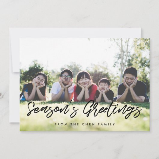 Groeten van het seizoen Moderne familiefoto Feestdagenkaart (Voorkant)