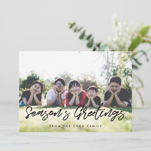 Groeten van het seizoen Moderne familiefoto Feestdagenkaart (Staand voorkant)