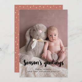 Groeten van het seizoen Moderne familiefoto Feestdagenkaart