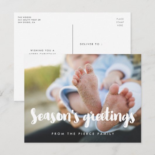 Groeten van het seizoen Moderne vakantiefoto Briefkaart (Voorkant / Achterkant)