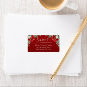 Groeten van het seizoen Poinsettia Red Christmas Etiket (Insitu)