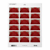 Groeten van het seizoen Poinsettia Red Christmas Etiket (Full Sheet)