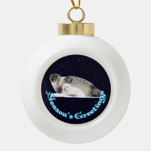 Groeten van het seizoen - Ringed zegel Keramische Bal Ornament (Voorkant)