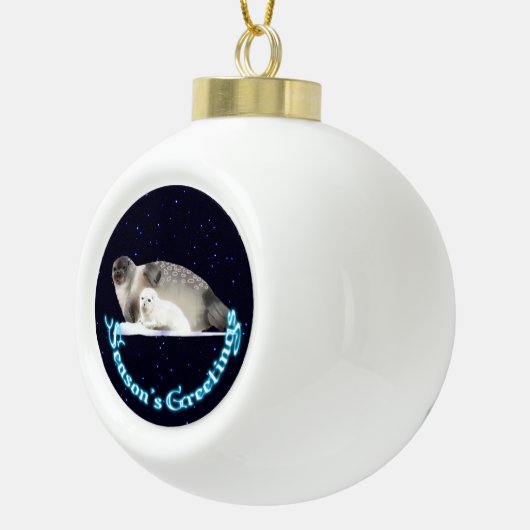 Groeten van het seizoen - Ringed zegel Keramische Bal Ornament (Rechts)