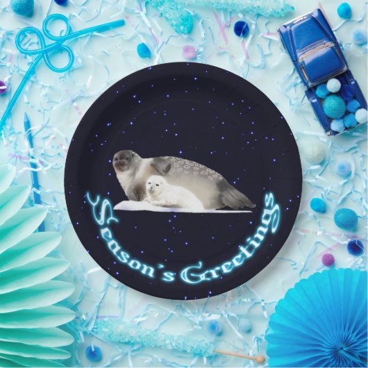 Groeten van het seizoen - Ringed zegel Papieren Bordje (Feest)