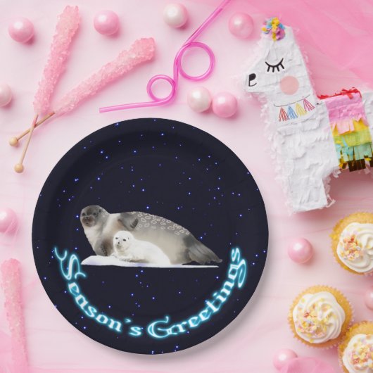 Groeten van het seizoen - Ringed zegel Papieren Bordje (Feest)