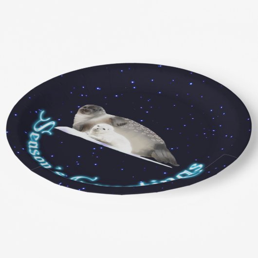 Groeten van het seizoen - Ringed zegel Papieren Bordje (Gekanteld)