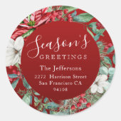 Groeten van het seizoen Rode Kerst Ronde Sticker (Voorkant)