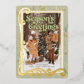 Groeten van het seizoen Sage Green en Gold Folie Feestdagenkaart (Voorkant)