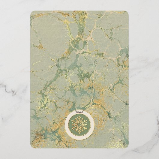 Groeten van het seizoen Sage Green en Gold Folie Feestdagenkaart (Achterkant)