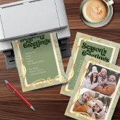 Groeten van het seizoen Sage Green & Gold 2 Photo  Feestdagenkaart