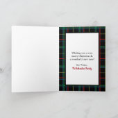 Groeten van het seizoen Tartan Plaid Christmas Tre Feestdagen Kaart (Binnen)