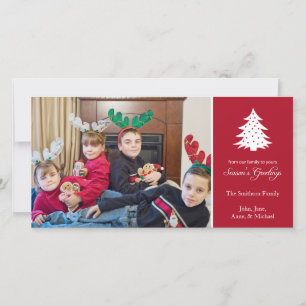 Groeten van het seizoen Tree Photo Cards (Burgandy Feestdagenkaart