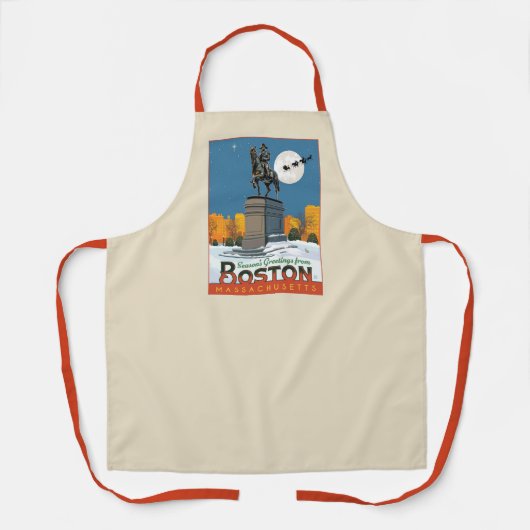 Groeten van het seizoen uit Boston Common! Schort (Voorkant)