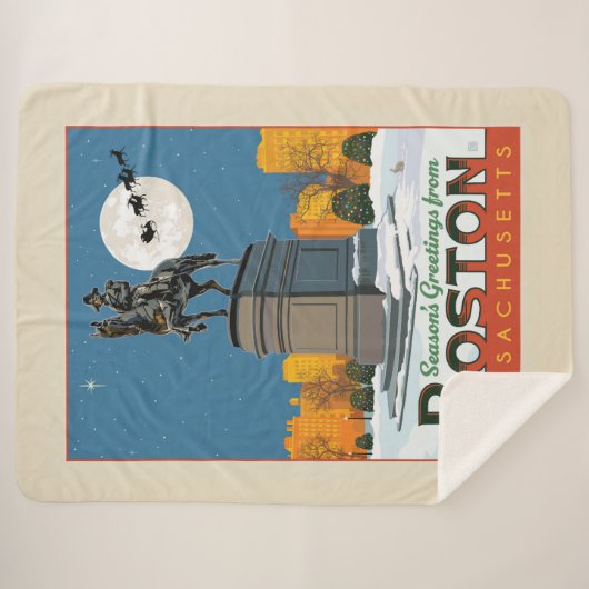 Groeten van het seizoen uit Boston Common! Sherpa Deken (Voorkant (horizontaal))
