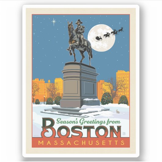 Groeten van het seizoen uit Boston Common! Sticker (Voorkant)