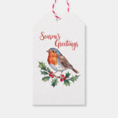 Groeten van het seizoen van Cheerful Robin Cadeaulabel (Voorkant)