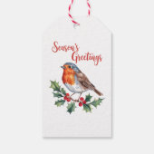 Groeten van het seizoen van Cheerful Robin Cadeaulabel (Achterkant)