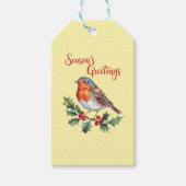 Groeten van het seizoen van Cheerful Robin Cadeaulabel (Voorkant)