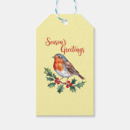 Groeten van het seizoen van Cheerful Robin Cadeaulabel
