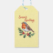 Groeten van het seizoen van Cheerful Robin Cadeaulabel (Achterkant)