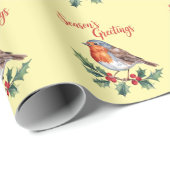 Groeten van het seizoen van Cheerful Robin Cadeaupapier (Rol Hoek)