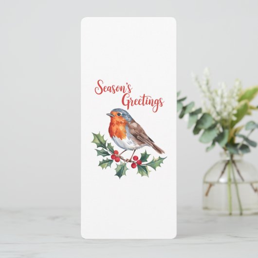 Groeten van het seizoen van Cheerful Robin Kaart (Staand voorkant)