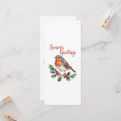 Groeten van het seizoen van Cheerful Robin Kaart (Voorkant / Achterkant in situ)