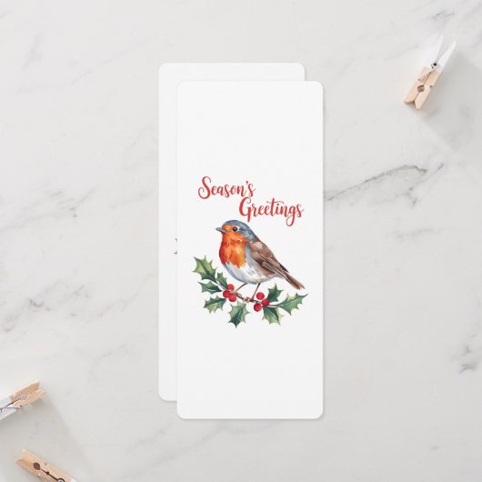 Groeten van het seizoen van Cheerful Robin Kaart (Voorkant / Achterkant in situ)