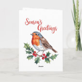Groeten van het seizoen van Cheerful Robin Kaart (Achterkant)