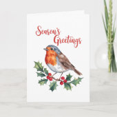 Groeten van het seizoen van Cheerful Robin Kaart (Voorkant)