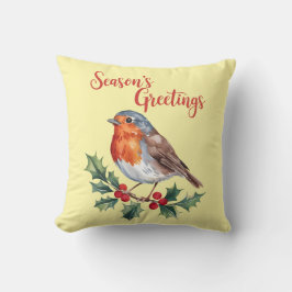 Groeten van het seizoen van Cheerful Robin Kussen