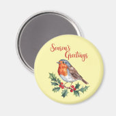Groeten van het seizoen van Cheerful Robin Magneet (Voorkant / Achterkant)