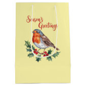 Groeten van het seizoen van Cheerful Robin Medium Cadeauzakje (Achterkant)