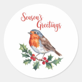 Groeten van het seizoen van Cheerful Robin Ronde Sticker