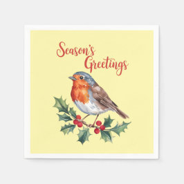 Groeten van het seizoen van Cheerful Robin Servet