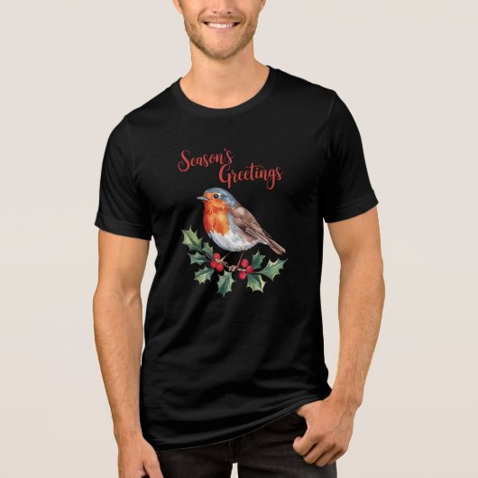 Groeten van het seizoen van Cheerful Robin Tri-Blend Shirt (Voorkant)