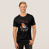 Groeten van het seizoen van Cheerful Robin Tri-Blend Shirt (Voorkant volledig)