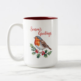 Groeten van het seizoen van Cheerful Robin Tweekleurige Koffiemok