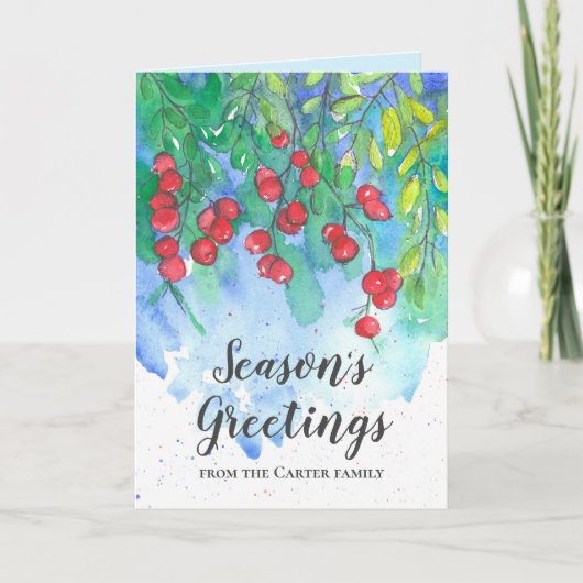 Groeten van het seizoen van familienaam kaart (Voorkant)