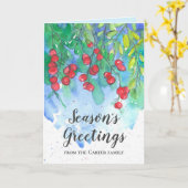 Groeten van het seizoen van familienaam kaart (Gele Bloem)