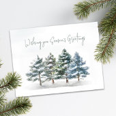 Groeten van het seizoen Waterverf Winter Pine Briefkaart