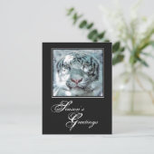 Groeten van het seizoen Winter White Tiger Feestdagenkaart (Staand voorkant)