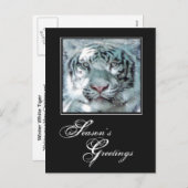 Groeten van het seizoen Winter White Tiger Feestdagenkaart (Voorkant / Achterkant)