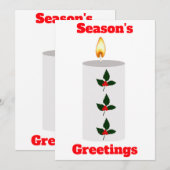 Groeten van het seizoen Witte kaars met Holly Kaar Kaart (Voorkant / Achterkant)