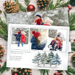 Groeten van het seizoen Woodland Photo Collage Feestdagenkaart<br><div class="desc">Dit ontwerp is voorzien van een seizoen begroeting kerstvakantie multi-foto collage kaart,  sierlijke gebladerte,  botanische winter,  een foto template,  bos pijnbomen,  eenvoudige groen bos,  waterverf blauw-groene stijl,  een rustieke land thema,  en een kerstvakantie kalligrafie script wenskaart.</div>